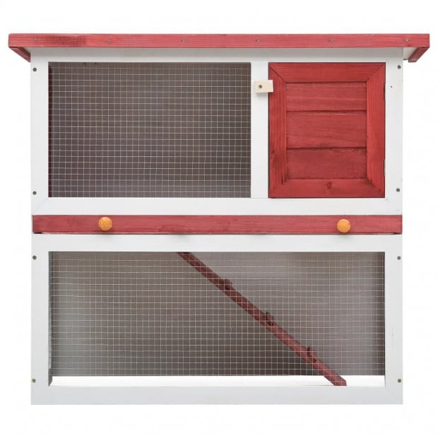 Outdoor Rabbit Hutch 1 Door Red Wood Image 3