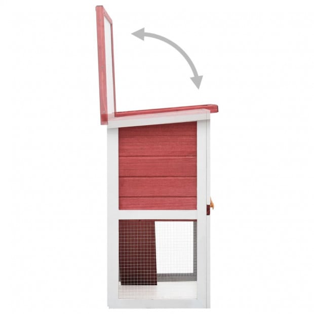 Outdoor Rabbit Hutch 1 Door Red Wood Image 4