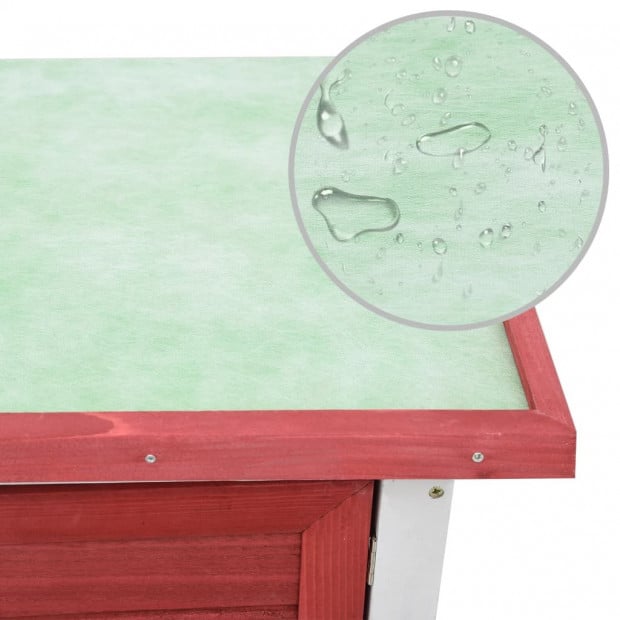 Outdoor Rabbit Hutch 1 Door Red Wood Image 6