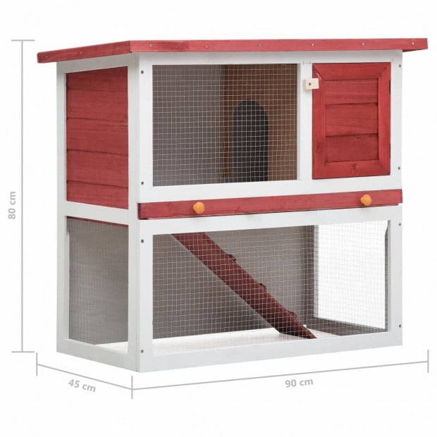 Outdoor Rabbit Hutch 1 Door Red Wood Image 7