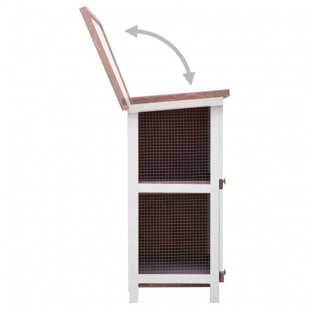 Outdoor Rabbit Hutch 4 Doors Brown Wood Image 4