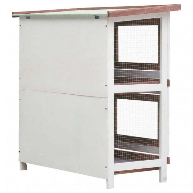 Outdoor Rabbit Hutch 4 Doors Brown Wood Image 5