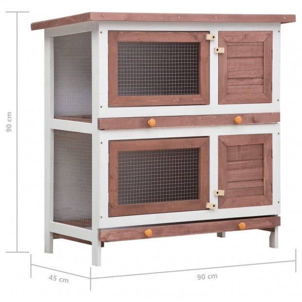 Outdoor Rabbit Hutch 4 Doors Brown Wood Image 7