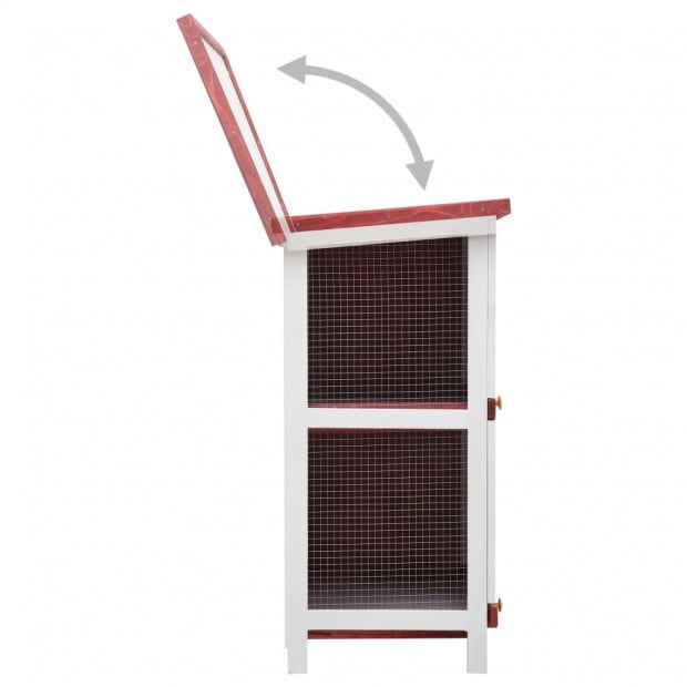 Outdoor Rabbit Hutch 4 Doors Red Wood Image 4
