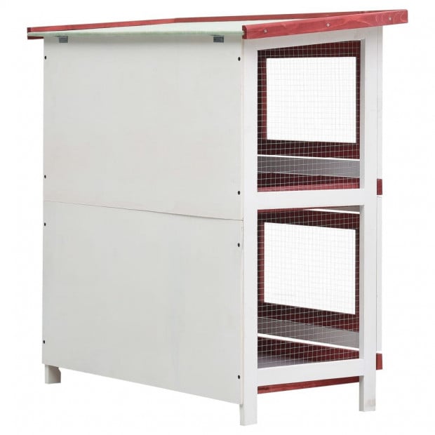 Outdoor Rabbit Hutch 4 Doors Red Wood Image 5