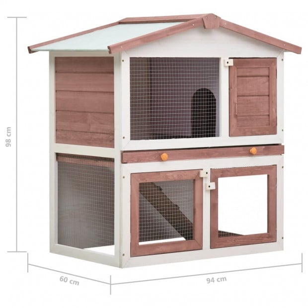 Outdoor Rabbit Hutch 3 Doors Brown Wood Image 7