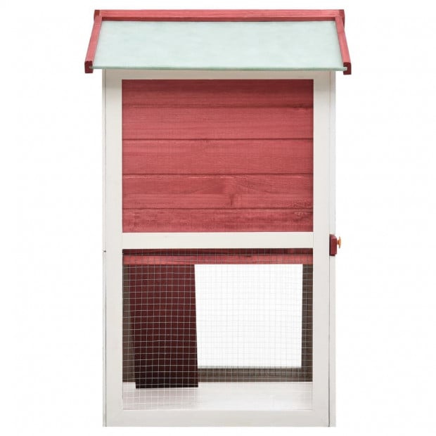 Outdoor Rabbit Hutch 3 Doors Red Wood Image 4