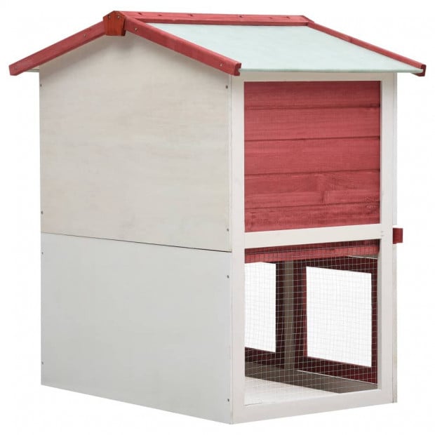 Outdoor Rabbit Hutch 3 Doors Red Wood Image 5