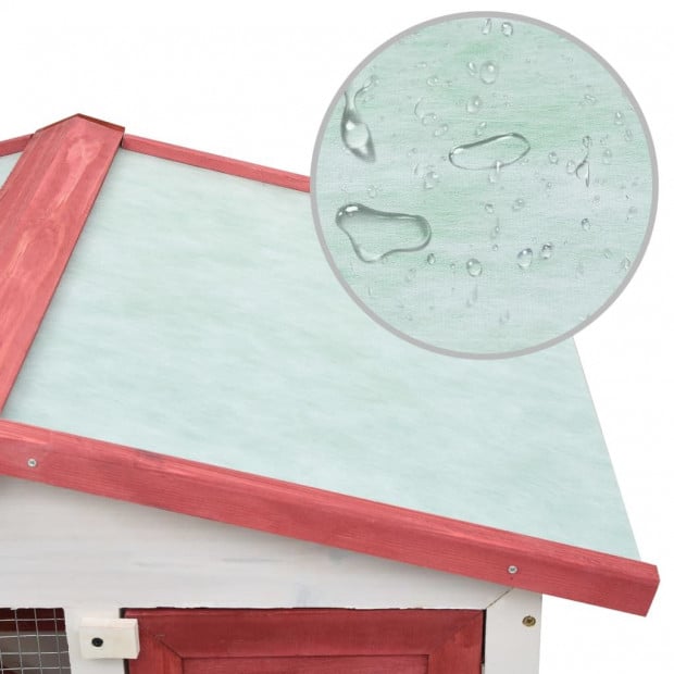 Outdoor Rabbit Hutch 3 Doors Red Wood Image 6