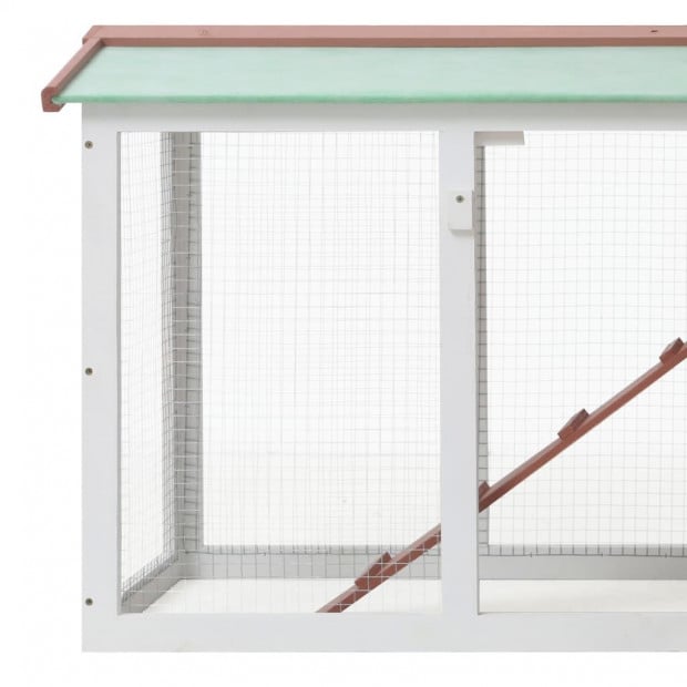 Outdoor Large Rabbit Hutch Brown And White 145x45x85cm Wood Image 4