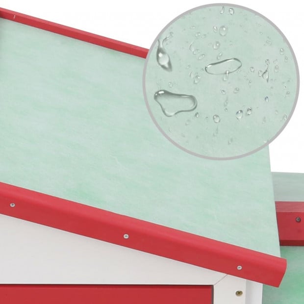 Outdoor Large Rabbit Hutch Red And White 145x45x85cm Wood Image 5