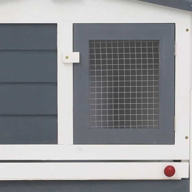 Outdoor Large Rabbit Hutch Grey And White 204x45x85cm Wood Image 2