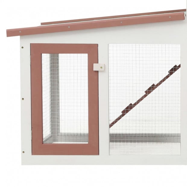Outdoor Large Rabbit Hutch Brown And White 204x45x85cm Wood Image 4