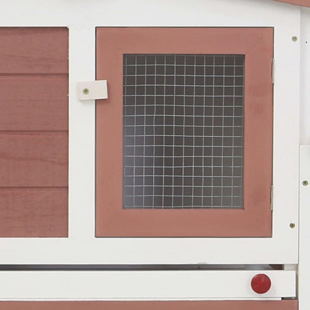 Outdoor Large Rabbit Hutch Brown And White 204x45x85cm Wood Image 5