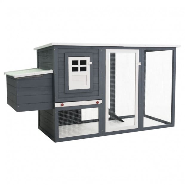 Outdoor Chicken Cage Hen House With 1 Egg Cage Grey Wood