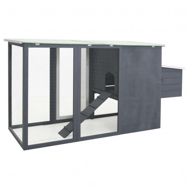 Outdoor Chicken Cage Hen House With 1 Egg Cage Grey Wood Image 5