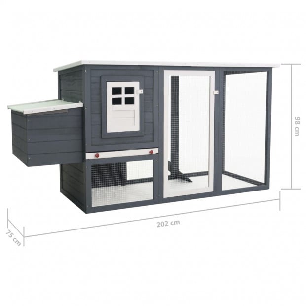 Outdoor Chicken Cage Hen House With 1 Egg Cage Grey Wood Image 8