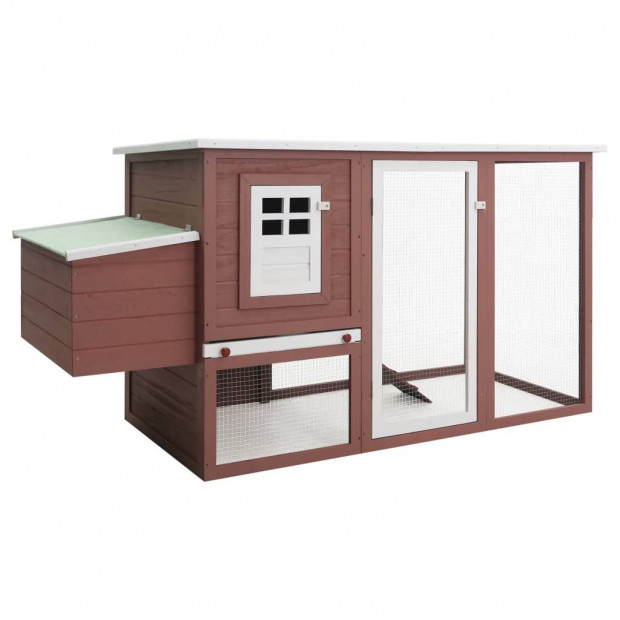 Outdoor Chicken Cage Hen House With 1 Egg Cage Brown Wood