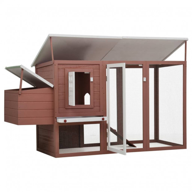 Outdoor Chicken Cage Hen House With 1 Egg Cage Brown Wood Image 3