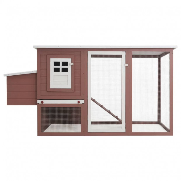 Outdoor Chicken Cage Hen House With 1 Egg Cage Brown Wood Image 4
