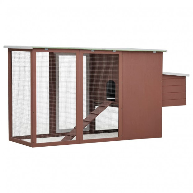 Outdoor Chicken Cage Hen House With 1 Egg Cage Brown Wood Image 6