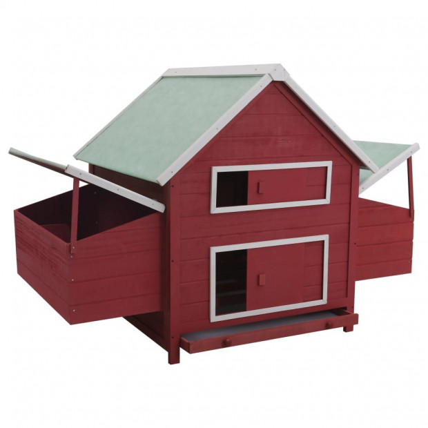 Chicken Coop Red 157x97x110cm Wood Image 2