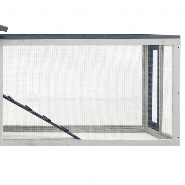 Rabbit Hutch Grey 303x60x86 Cm Solid Pine & Fir Wood Image 7