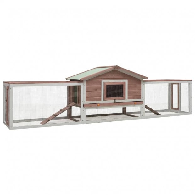 Rabbit Hutch Mocha 303x60x86 Cm Solid Pine & Fir Wood