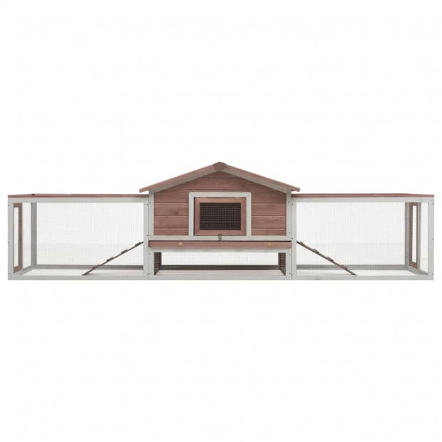 Rabbit Hutch Mocha 303x60x86 Cm Solid Pine & Fir Wood Image 4