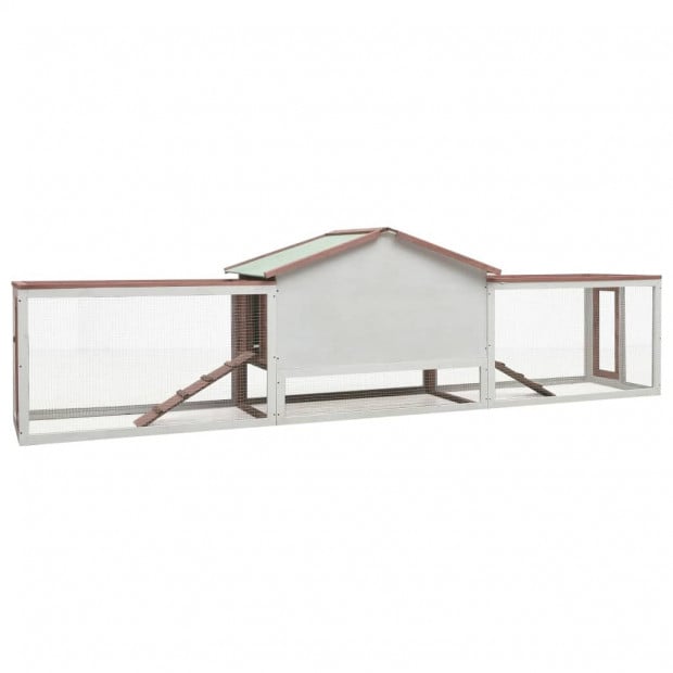 Rabbit Hutch Mocha 303x60x86 Cm Solid Pine & Fir Wood Image 5