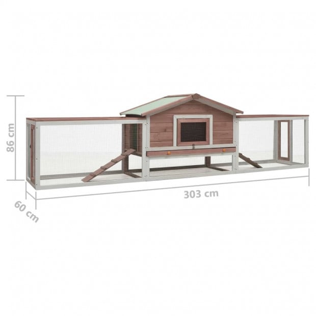 Rabbit Hutch Mocha 303x60x86 Cm Solid Pine & Fir Wood Image 8