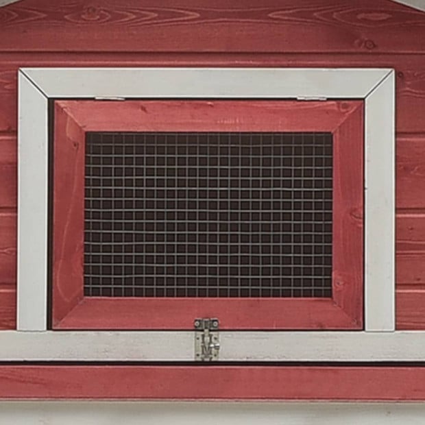 Rabbit Hutch Red 303x60x86 Cm Solid Pine & Fir Wood Image 2