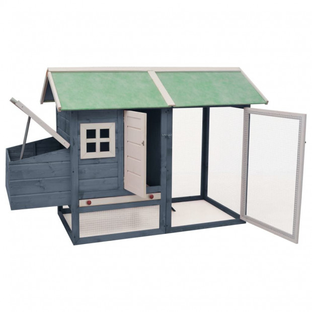 Chicken Cage Grey 170x81x110cm Solid Pine & Fir Wood Image 3