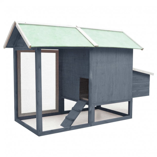 Chicken Cage Grey 170x81x110cm Solid Pine & Fir Wood Image 5