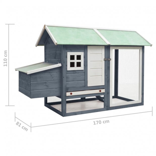 Chicken Cage Grey 170x81x110cm Solid Pine & Fir Wood Image 8
