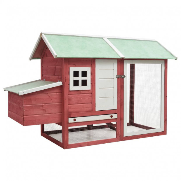 Chicken Cage Red 170x81x110 Cm Solid Pine & Fir Wood