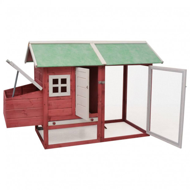 Chicken Cage Red 170x81x110 Cm Solid Pine & Fir Wood Image 3