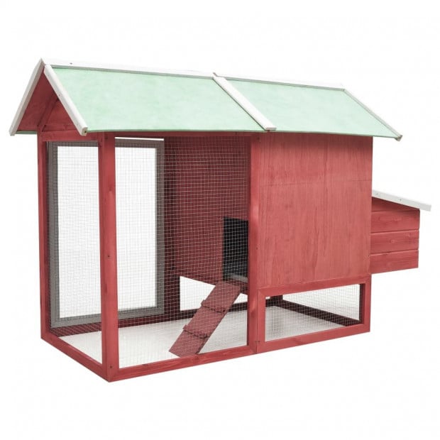 Chicken Cage Red 170x81x110 Cm Solid Pine & Fir Wood Image 5