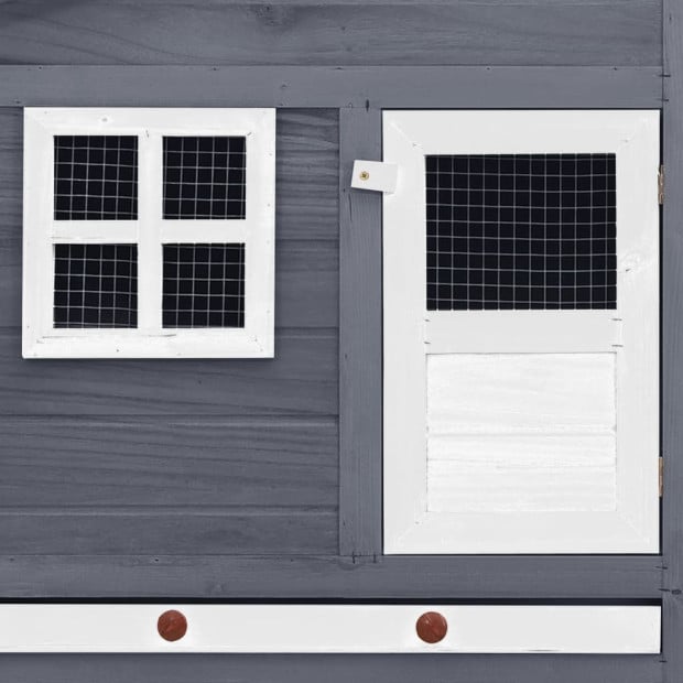 Chicken Coop With Nest Box Grey And White Solid Fir Wood Image 2