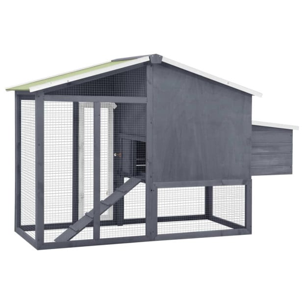 Chicken Coop With Nest Box Grey And White Solid Fir Wood Image 5