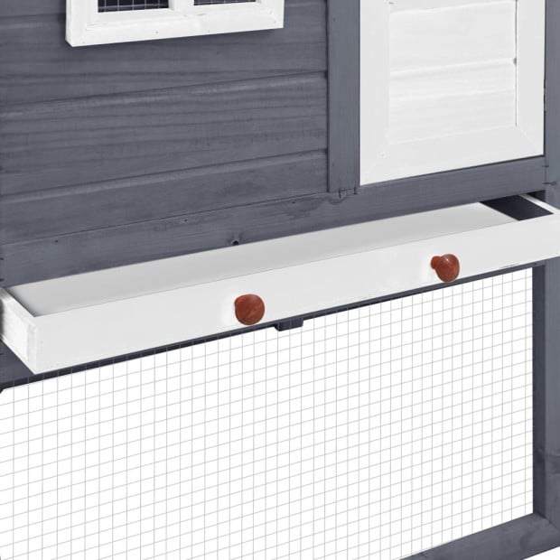 Chicken Coop With Nest Box Grey And White Solid Fir Wood Image 8