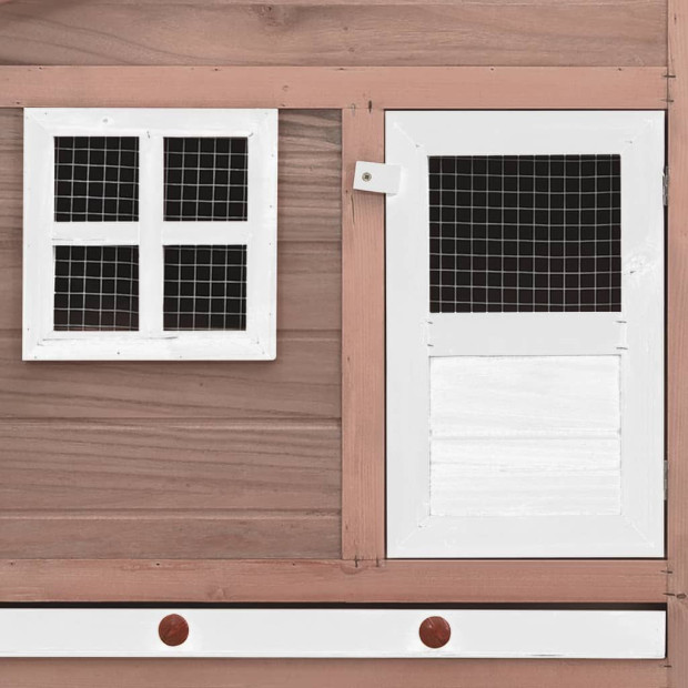 Chicken Coop With Nest Box Mocha And White Solid Fir Wood Image 2