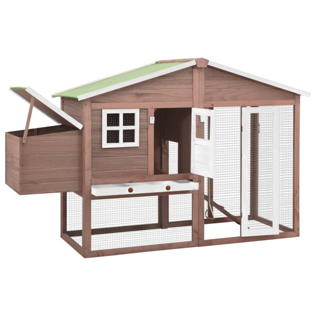 Chicken Coop With Nest Box Mocha And White Solid Fir Wood Image 3