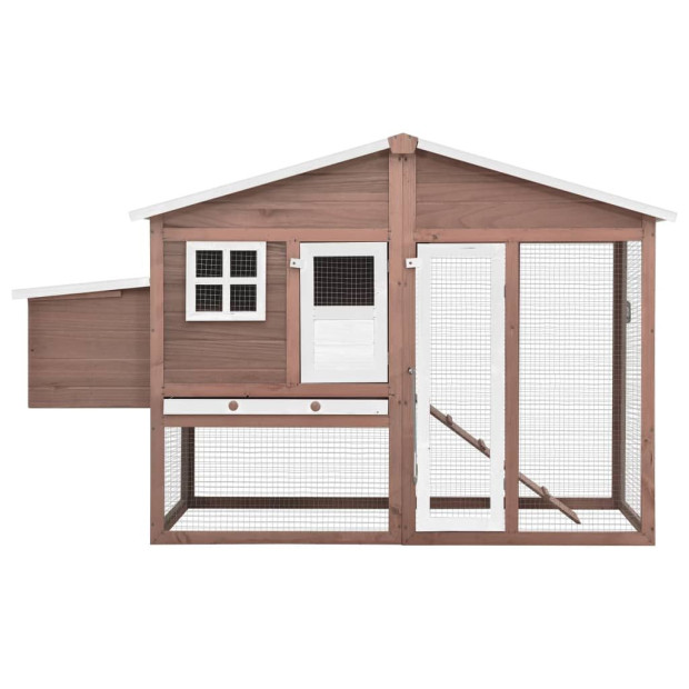 Chicken Coop With Nest Box Mocha And White Solid Fir Wood Image 4