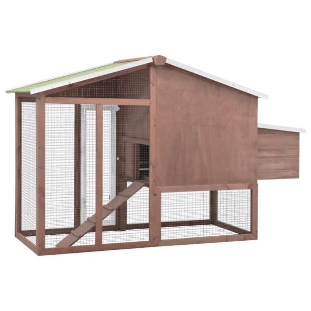 Chicken Coop With Nest Box Mocha And White Solid Fir Wood Image 5
