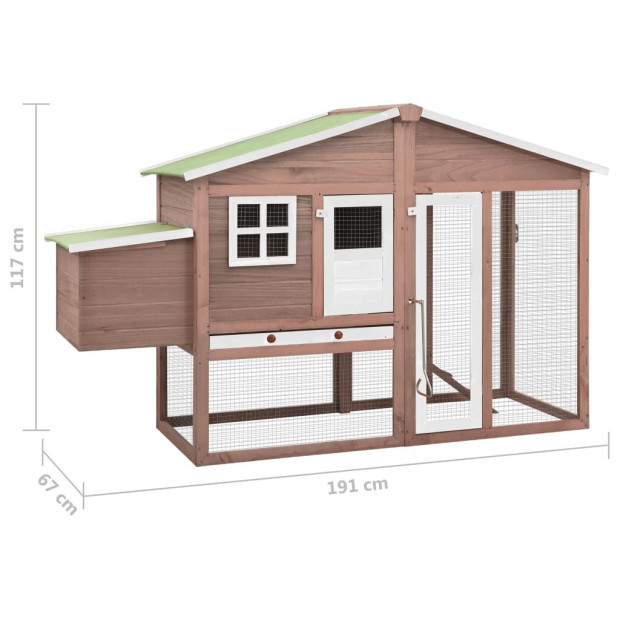 Chicken Coop With Nest Box Mocha And White Solid Fir Wood Image 9
