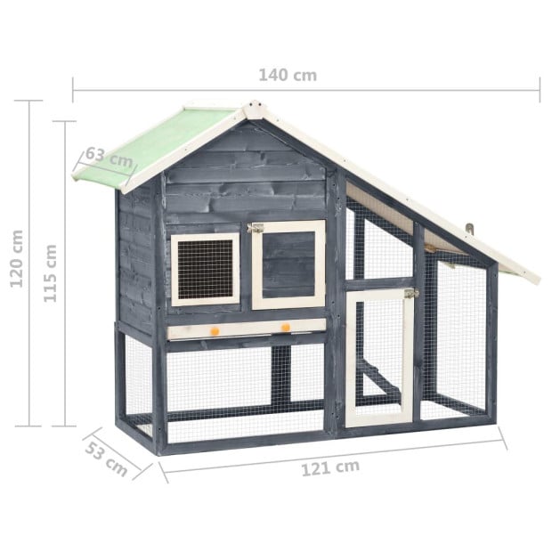 Rabbit Hutch Grey And White 140x63x120 Cm Solid Firwood Image 11
