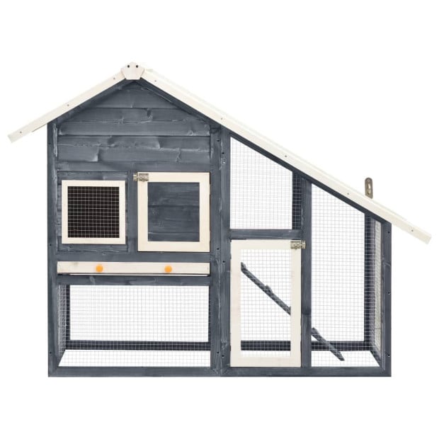 Rabbit Hutch Grey And White 140x63x120 Cm Solid Firwood Image 3