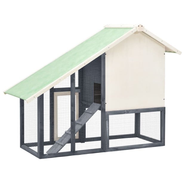 Rabbit Hutch Grey And White 140x63x120 Cm Solid Firwood Image 5
