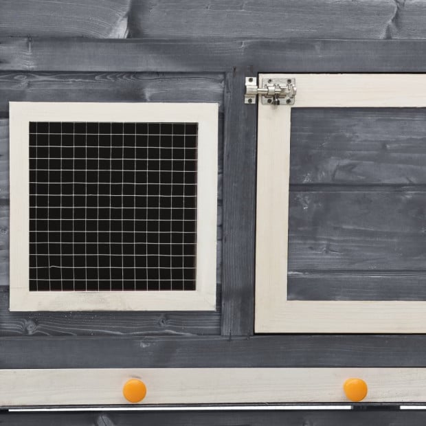 Rabbit Hutch Grey And White 140x63x120 Cm Solid Firwood Image 6